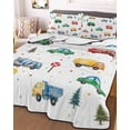 thumbnail image 3 of Quilts Twin Size Bedding Set, Cartoon Truck Lightweight Quilted Comforter, Funny Cute Colorful Car Tree Polka Dot Soft Reversible Bedspread Coverlet with Pillow Covers for All Season, 68" x 86", 3 of 7