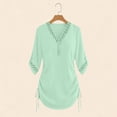 thumbnail image 6 of DeHolifer Women's Dreeses V-Neck Lace Cover Up Dress 3/4 Sleeve Side Tie Beach Tunic for Swimwear Summer Vacations Green XL, 6 of 6