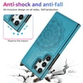thumbnail image 5 of Dteck for Samsung S24 Ultra Case With Card Holder & Screen Protector,Women Flower Magnetic Back Flip Wallet Case Phone Case for Samsung Galaxy S24 Ultra 5G,Blue, 5 of 8