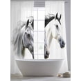 thumbnail image 5 of Horse Print Sheer Curtains 108 Inch Length 2 Panels Set for Living Room/Bedroom, Modern Watercolor Grey White Animals Semi Curtain Sheers Drapes Rod Pocket Curtains Window Treatment Set 52''x108''x2, 5 of 7