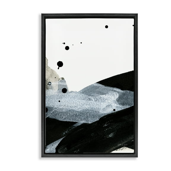 Stupell Industries Murky Gradient Movement Abstract Painting Black Floater Framed Canvas Art Print Wall Art, 17 x 25