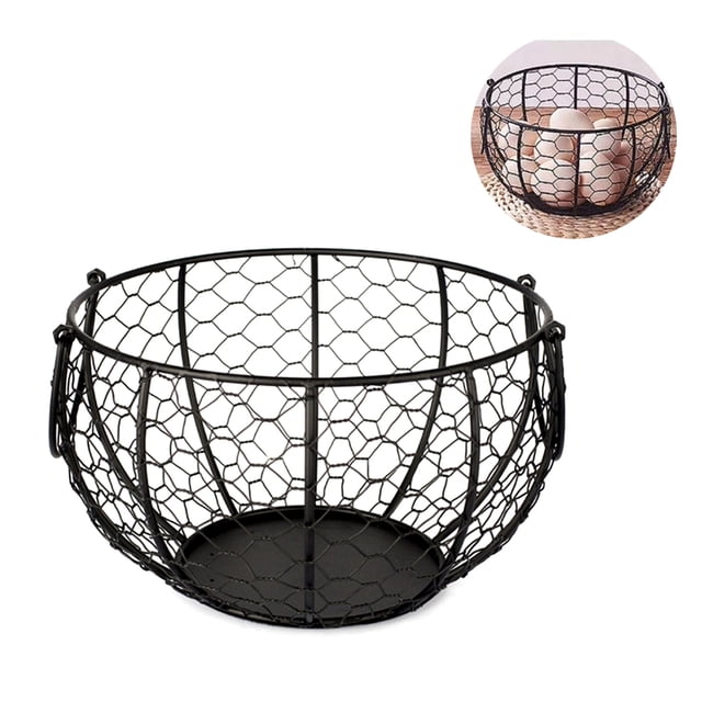 1 cesta de almacenamiento de huevos, cesta de hierro, cesta para huevos, contenedor para patatas y ajos, cesta para frutas