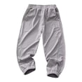 thumbnail image 2 of OOOUM Boys Joggers Pants Elastic Waist Breathable Track Pants With Pockets Sports Exercise Summer Trousers For Kids Grey 9-10 Years, 2 of 8