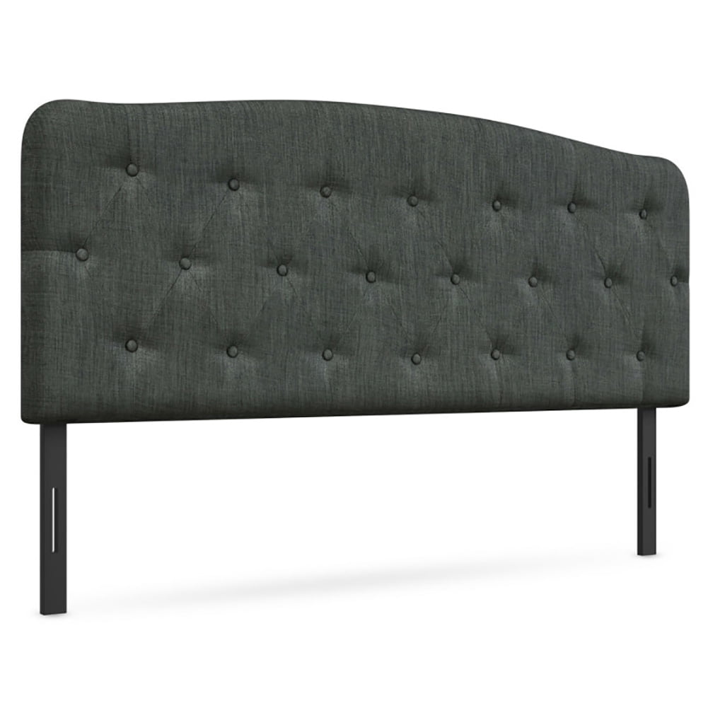 Canddidliike Full Tufted Fabric Modern Headboard in Dark Gray Linen Fabric