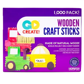 Go Create Natural Wood Craft Sticks, 1000 Count, Natural Wood