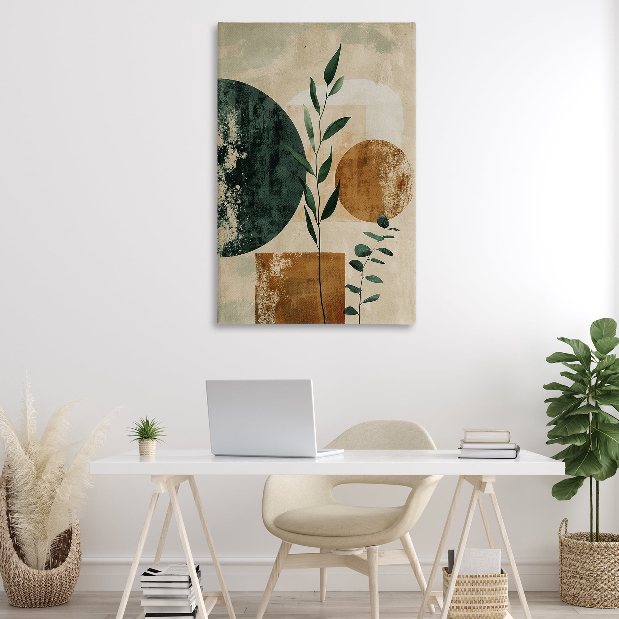 Stupell Industries Rustic Sprigs & Shapes Plants & Flowers Painting Wrapped Canvas Art Print Wall Art, 30 x 45
