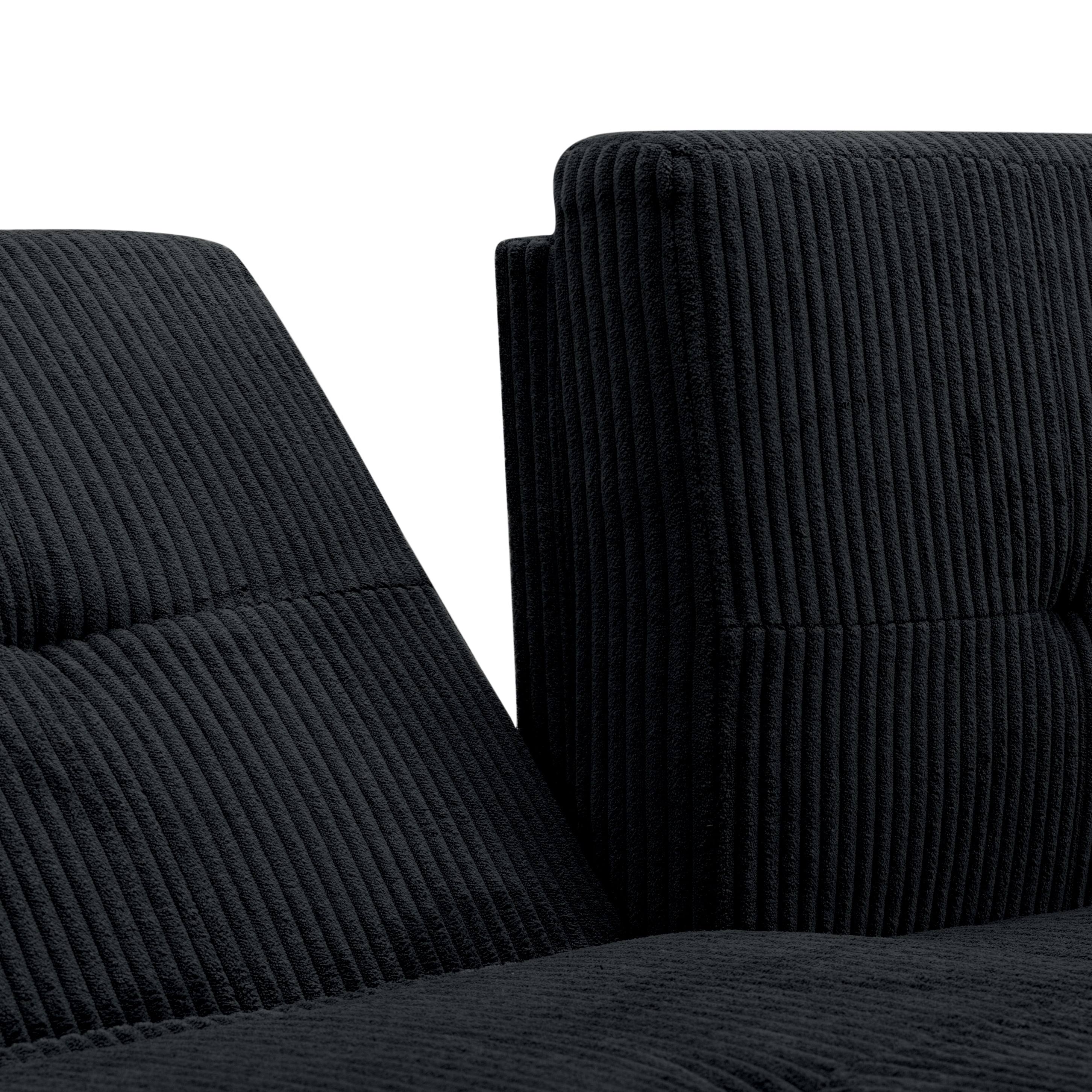Gewnee 117.13”U-Shaped Sectional Sofa,Corduroy Couch,4 Seat Lounge Sleeper Sofa with Double Chaises for Living Room.Black