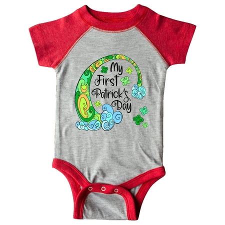 

Inktastic My 1st St. Patrick s Day Green Rainbow and Clovers Gift Baby Boy or Baby Girl Bodysuit