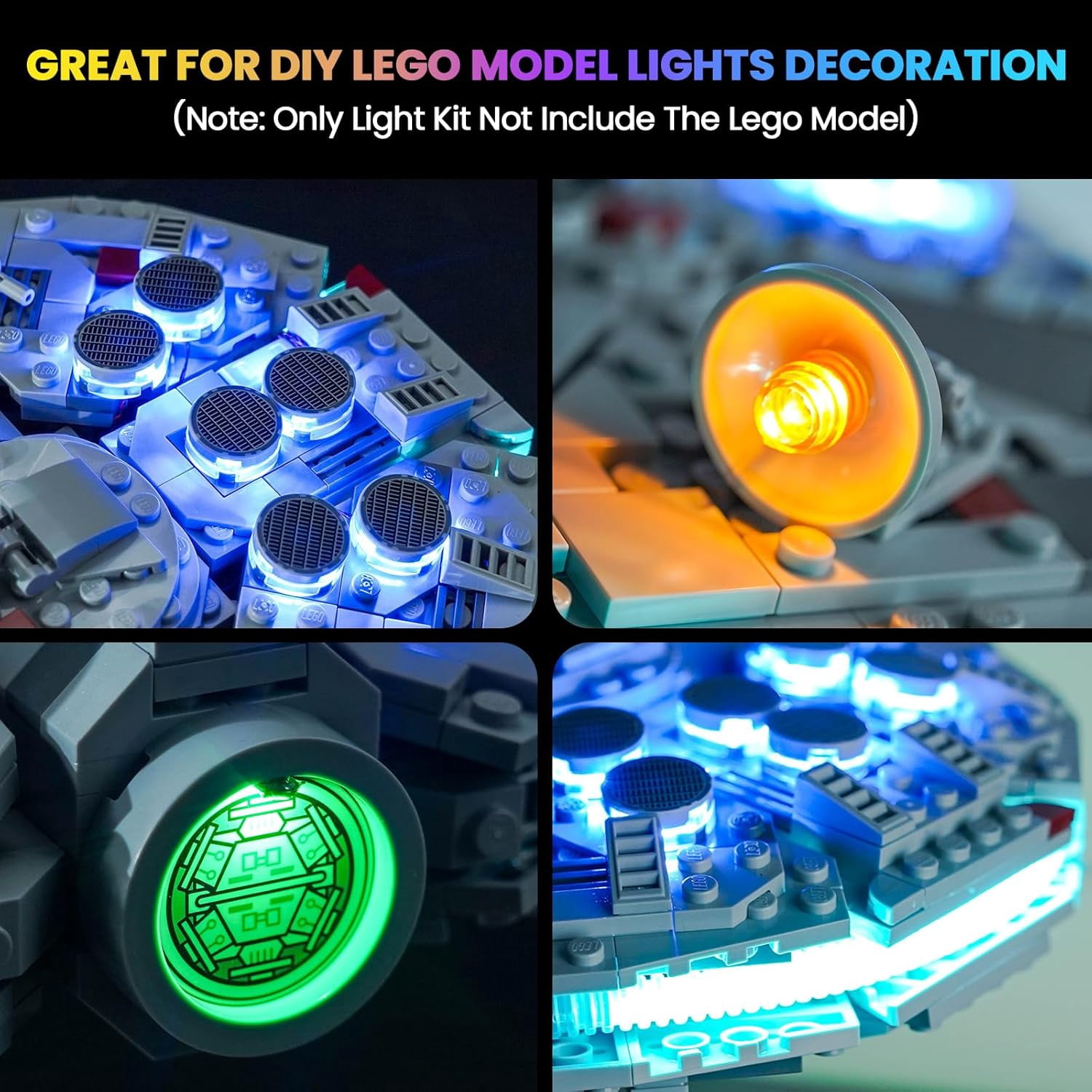 Upgraded Led Light Kit Compatible with Lego New Hope Millennium Falcon Building Set, Lights Decoration Compatible with Lego 75375 (Model Not Included)