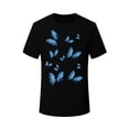 thumbnail image 2 of 1pc Women'S Casual Crew Neck T-Shirt, 2024 Summer Collection, Vintage Butterfly Print, Asymmetrical Design, Polyester Knit Fabric with Medium Stretch, Geometric Pattern Short Sleeve Tee, 2 of 5
