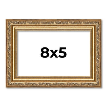 8x5 Frame Gold Solid Wood Picture Frame Width 1.25 Inches | Interior Frame Depth 0.375 Inches |