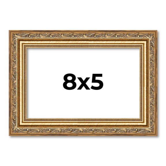 8x5 Frame Gold Solid Wood Picture Frame Width 1.25 Inches | Interior Frame Depth 0.375 Inches |