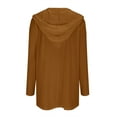 thumbnail image 6 of Solid Color Pocket Casual Long Sleeve Top Hooded Cardigan Jacket, Brown S, Size S-2XL, 6 of 6