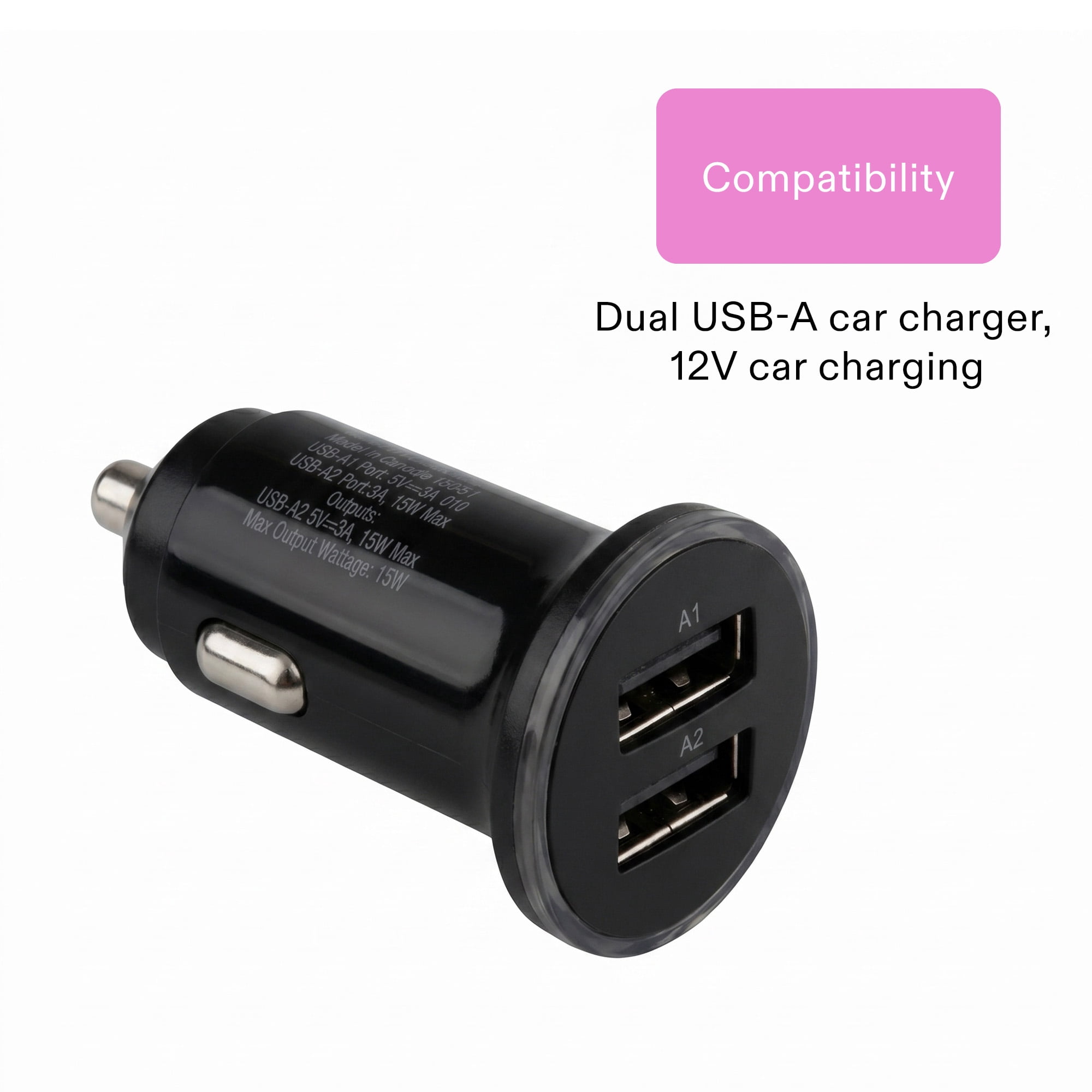 onn Dual-Port USB Car Charger
