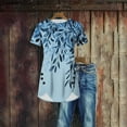thumbnail image 2 of NSLGXD Women's T-shrits Dressy Casual Crew Neck Short Sleeve Blouses Button up Plus Size Graphic Tees Comfy Athletic Tshirt Top S-2XL Navy Top, 2 of 5