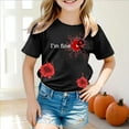 thumbnail image 2 of CAUYDY Halloween Shirts for Kid Girls Boys Cute Embroidery Ghosts T-Shirt Spooky Season Tees Short Sleeve Top Fall Outfit(A02-,6-7 Y), 2 of 5