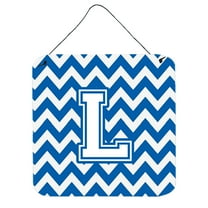 Carolines Treasures CJ1045-LDS66 Letter L Chevron Blue and White Wall or Door Hanging Prints 6HX6W multicolor