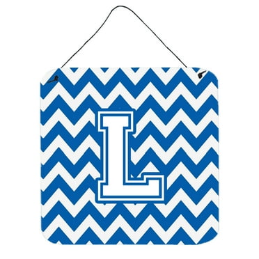 Carolines Treasures CJ1045-LDS66 Letter L Chevron Blue and White Wall or Door Hanging Prints 6HX6W multicolor
