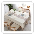 thumbnail image 1 of Mantel estilo granja, diseño impermeable que protege tu mesa de derrames y manchas, tela universal para usar en múltiples áreas, incluidas cortinas y cojines de silla, 60 x 84 pulgadas en beige claro, 1 of 6