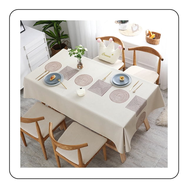 Mantel estilo granja, diseño impermeable que protege tu mesa de derrames y manchas, tela universal para usar en múltiples áreas, incluidas cortinas y cojines de silla, 60 x 84 pulgadas en beige claro