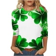 thumbnail image 2 of Green Shirts Womens 3/4 Length Sleeve Tops St Patricks Day T Shirts for Women Crew Neck Leaves Graphic Tees (5XL, Green 10), 2 of 5