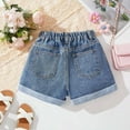 thumbnail image 5 of SUYOLL Children Girls Summer Shorts Bow Print Loose Fashion Personality Casual Thin Denim Shorts Quick Dry Active Pants, 5 of 7