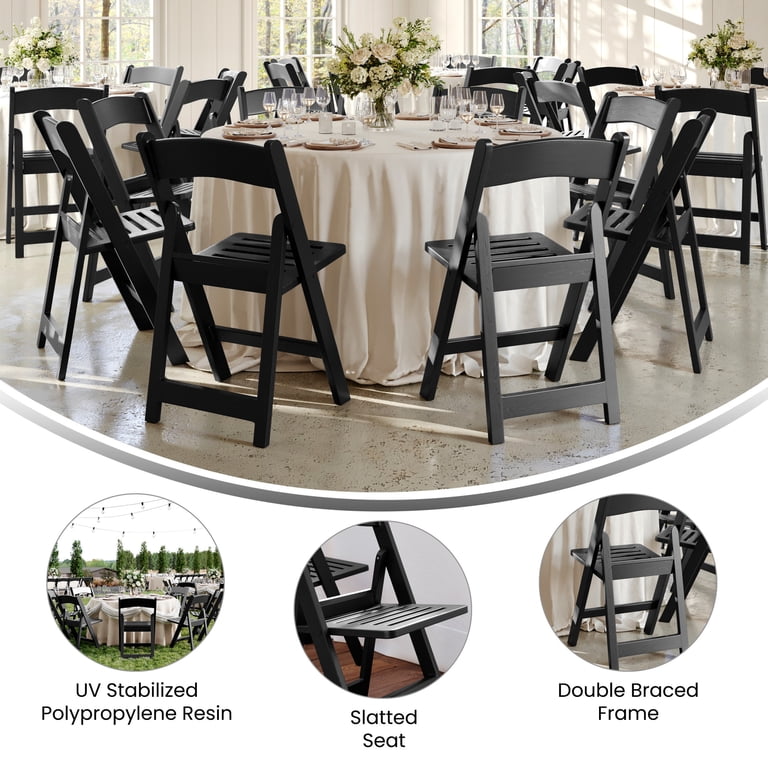 Flash Furniture 4 Pack Commercial Black Indoor/Outdoor Lightweight