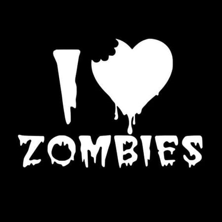 I Love Zombies Heart Bleeding Decal Sticker | 6.5-Inches By 4.5-Inches | White Vinyl