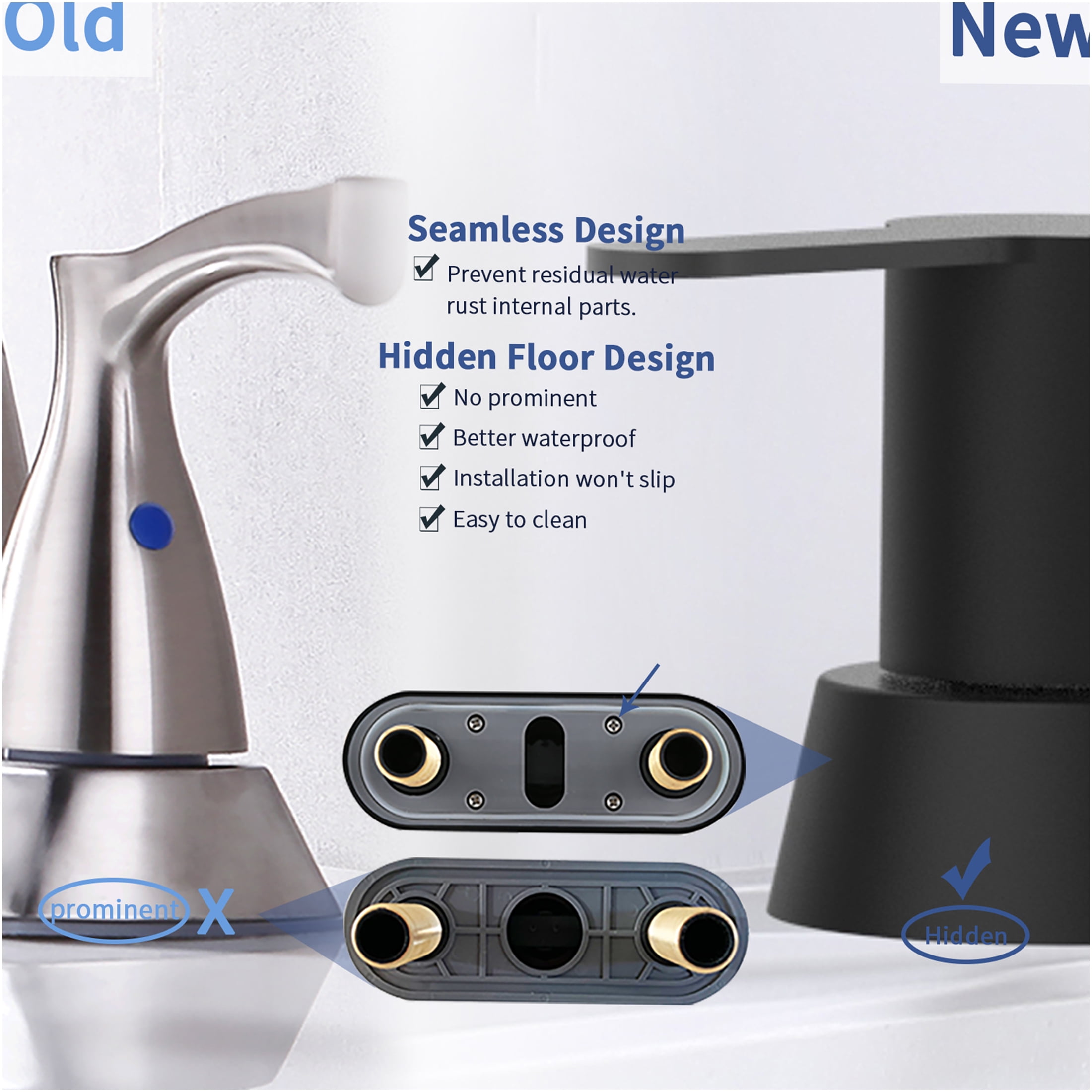 JERFIT Modern Matte Black 2-Handle Centerset Bathroom Sink Faucet for 3-Hole Deck Mount, Brushed Nickel Accents