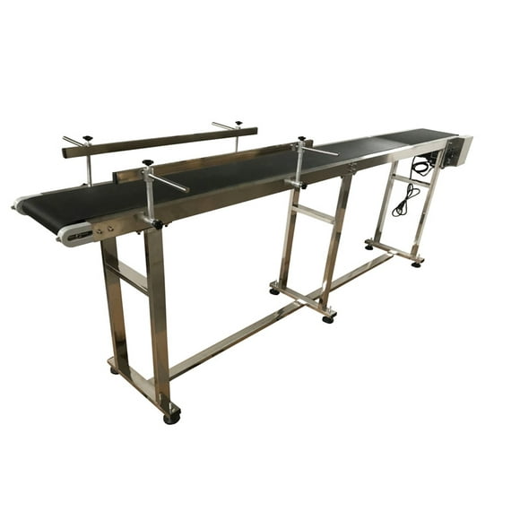PVC Belt Conveyor With Double Guardrail Adjustable Speed Conveyor 82.6inch Length 110V