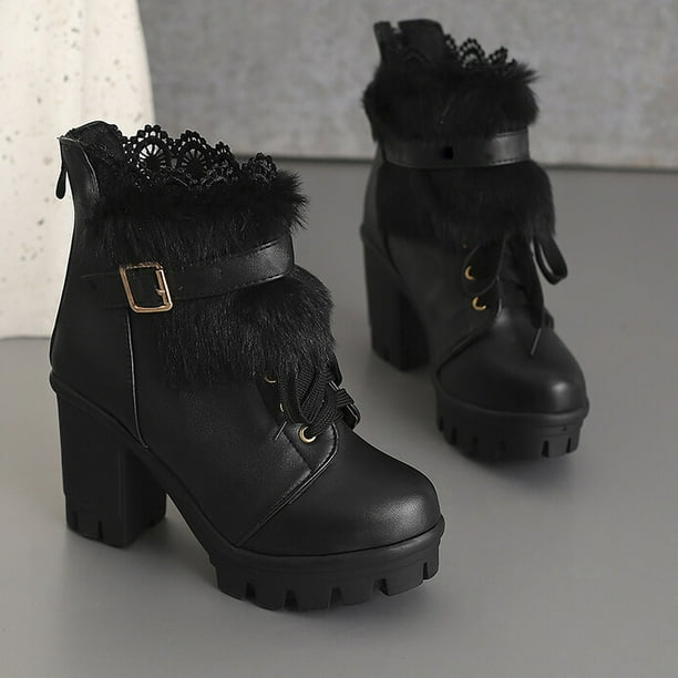 Lovskoo 2024 Platform Boots for Women Leather Wedge Shoes Lovskoo 2024 Platform Boots for Women Leather Wedge Shoes
