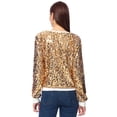 thumbnail image 2 of Women's Glitter Sequin Sweatshirt Long Sleeve Pullover Tops with Ribbed Cuffs, 2 of 5