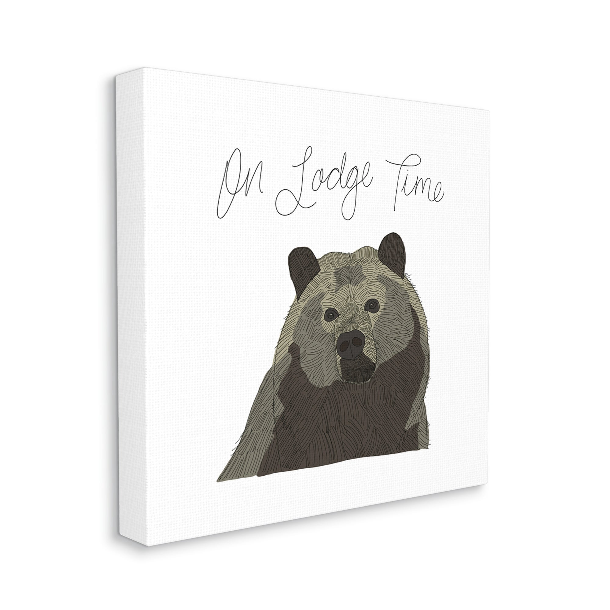 Stupell Industries Lodge Time Casual Cursive Bear Cabin Wildlife Graphic Art Gallery Wrapped Canvas Print Wall Art, Design by Tara Moss