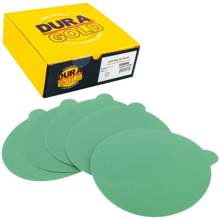 

Dura-Gold Film Back - 150 Grit 6 Green Film - PSA Self Adhesive Stickyback Sanding Discs for DA Sanders - Box of 25