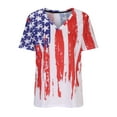 thumbnail image 4 of Xihbxyly Womens Plus Size Tops Summer Short Sleeve T-Shirt Casual Loose V Neck Tee Shirts July 4 Shirts for Women Independence Day Tops, 4 of 6