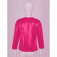 thumbnail image 4 of Kaerm Boys Girls Sparkly Sequins Metallic Long Sleeve Top T-Shirt Modern Jazz Hip Hop Stage Hot Pink 110, 4 of 7
