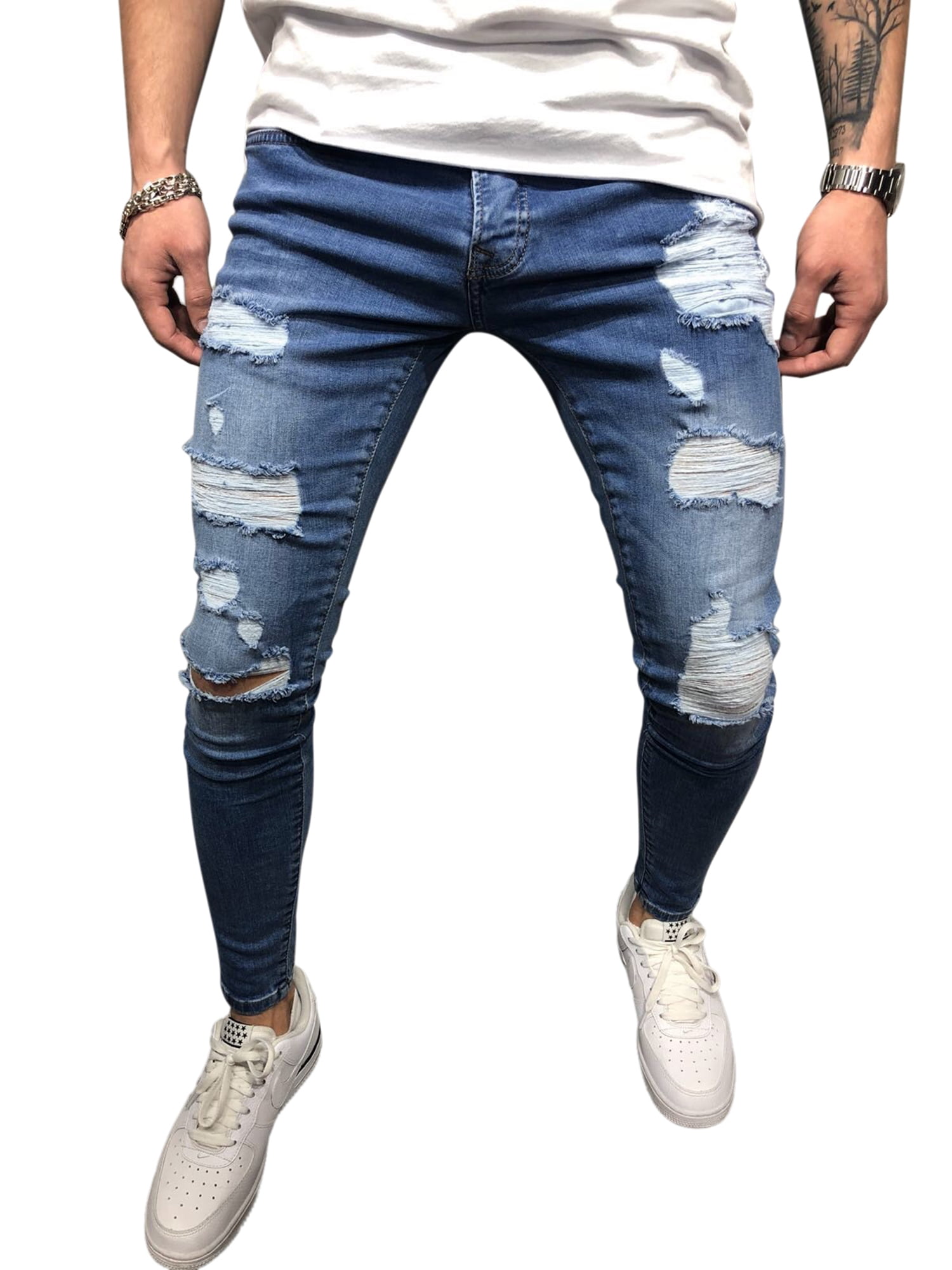 Binpure Men's Jeans, Ripped Hole Tight 