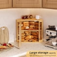 thumbnail image 4 of Corner Bread Box for Kitchen Countertop,Bread Storage for Homemade Bread, Double Layer Large Bamboo Kitchen Storage Bin with Window (Natural, Medium), 4 of 16