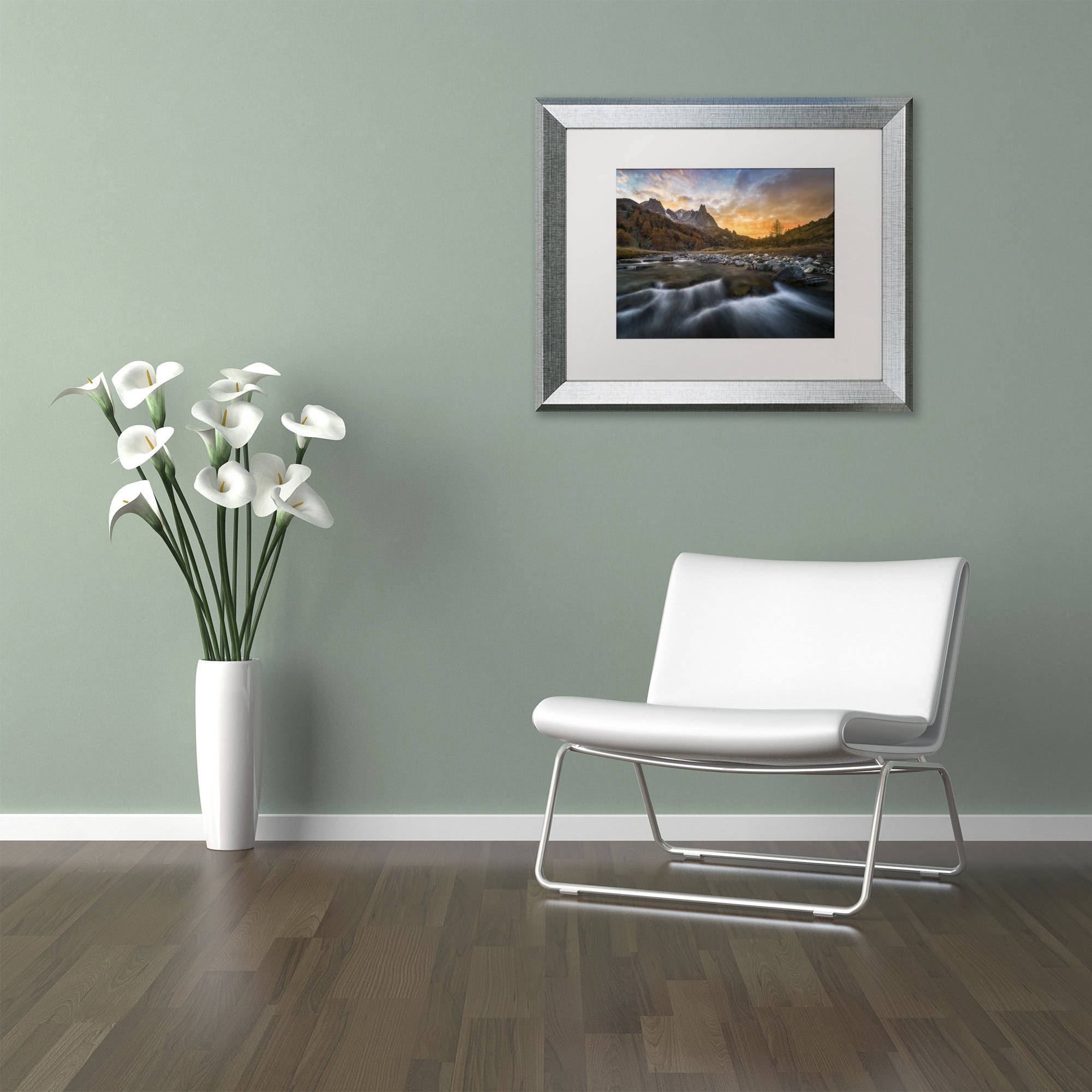 Trademark Fine Art 'Valley Mystery' Canvas Art by Mathieu Rivrin, White Matte, Silver Frame