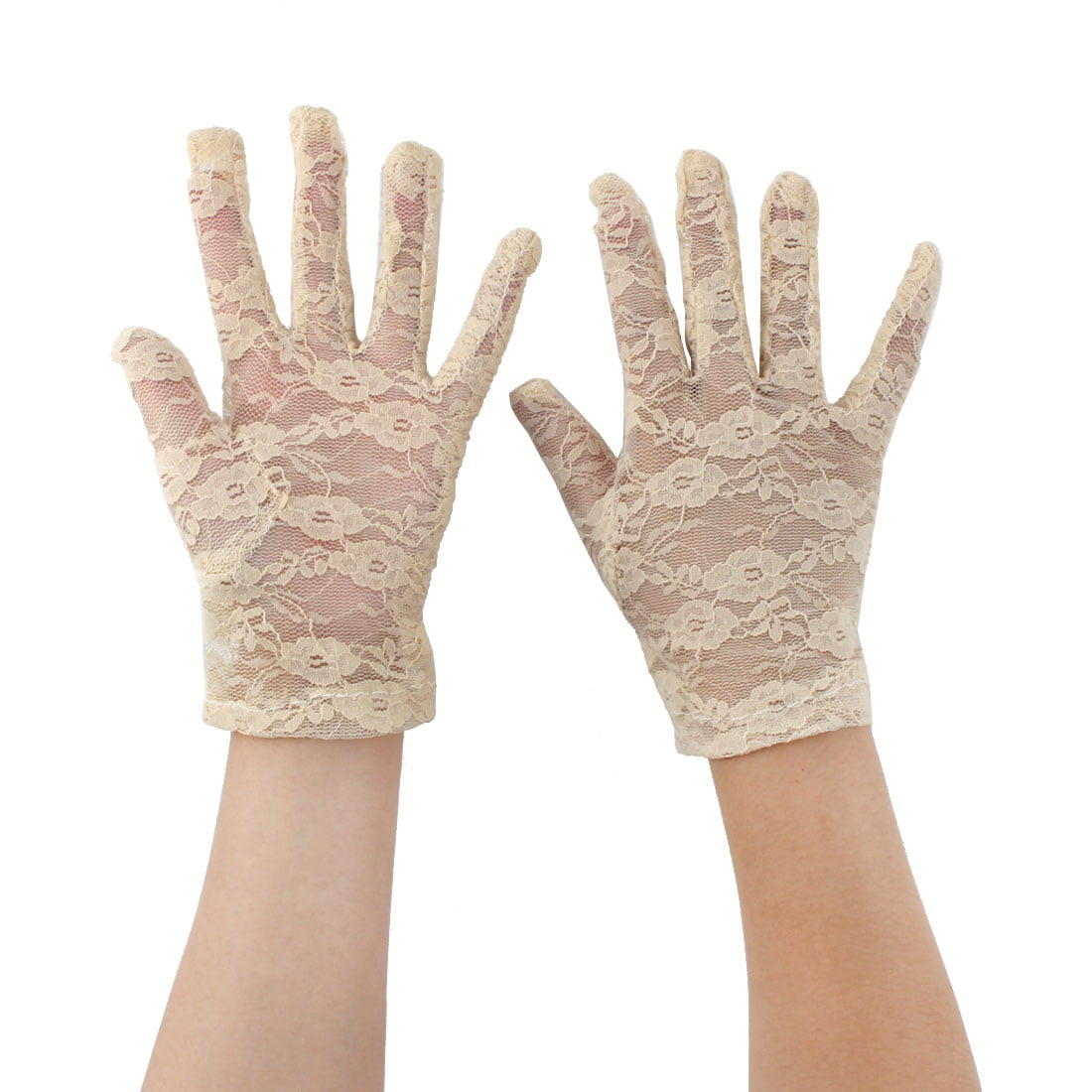 Women Girl Lace Flower Gloves Full Finger Sunproof Gloves Driving Gloves Mittens 
