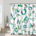 thumbnail image 2 of Kids Shower Curtain, Educational ABC Learning Shower Curtain for Bathroom Waterproof Green Bubbles Shower Curtain Set with Hooks, 72x84 Inch, 2 of 6