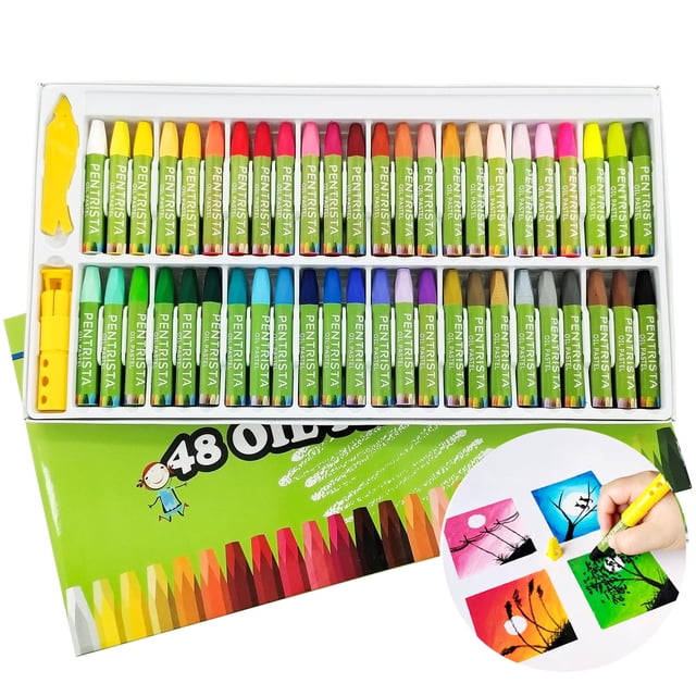 Set de pasteles al óleo PENTRISTA de 48 colores surtidos con sacapuntas y porta pasteles