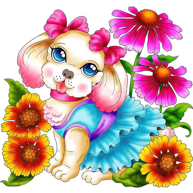 Cuadros Decorativos Perro de flores 5D DIY Kits de pintura de diamantes Taladro de forma especial parcial DQrwqpou Nuevos Originales