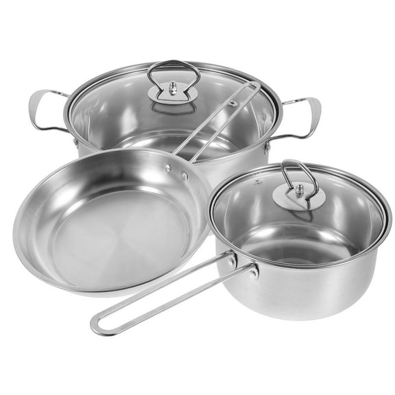 RENACLIPY 3-Piece Stainless Steel Cookware Set with Cooking Utensils for Home Kitchen Use