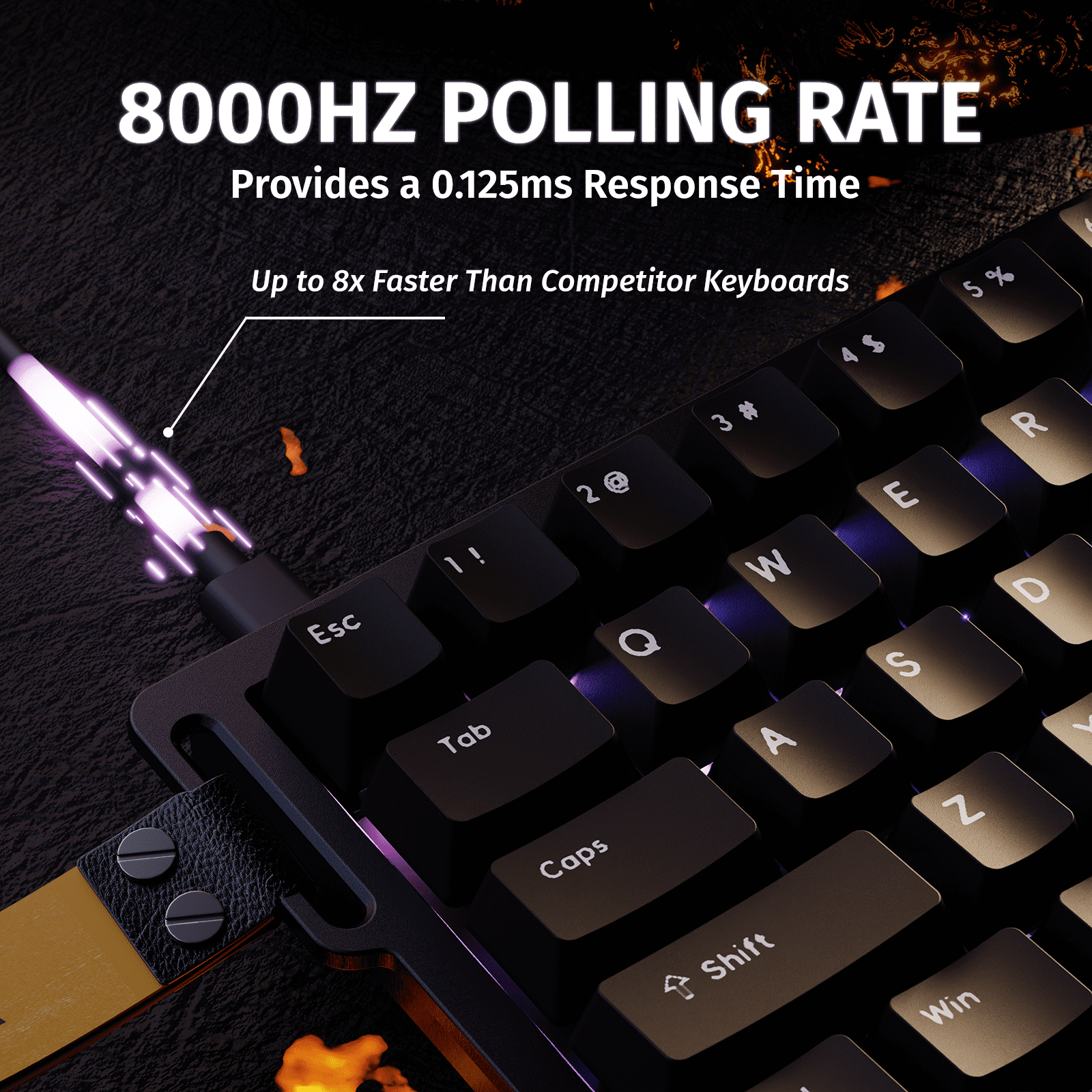 ATTACK SHARK X68 HE 8000Hz Rapid Trigger Keyboard, 0.01mm RT Accuracy Wired Gaming Keyboard with Magnetic Switch, Adjustable Actuation, Rapid Trigger, Snap Tap, RGB Lighting for PC/Mac, Black