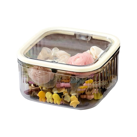 Hair Accessories Storage Box, Transparent Flip Lid Hair Clip Organizer For Dresser Countertop, 1 Pack