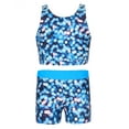 thumbnail image 2 of iiniim Girls' Kids 2-Piece Active Dance Sport Outfits Racer Back Top and Booty Short Gymnastics Size 4-14 A Blue 10, 2 of 7