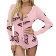 thumbnail image 7 of Samickarr One Piece Nightwear Pajamas Bodysuits for Women Valentine's Day Shorts Butt Flap Pajamas for Women Sexy Deep V Neck Long Sleeve Button-down Front Lingerie Bodycon Rompers Jumpsuit Pajamas, 7 of 7