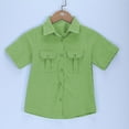 thumbnail image 4 of Tdoqot Boys Dress Shirts with Pockets- Short Sleeve Casual Summer Cotton Linen Button Down Shirts Green Size 8, 4 of 7
