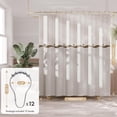 thumbnail image 2 of Shower Curtain, 72x72 Washable Cloth Brown Striped Shower Curtain with 12 Hooks, Fabric Rustic Shower Curtain Set, Farmhouse Modern Tan Zen Shower Curtains for Bathroom Camper RV Dorm, 2 of 6